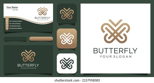 butterfly logo vector line outline mono line icon illustration, elegant and simple geometric insect