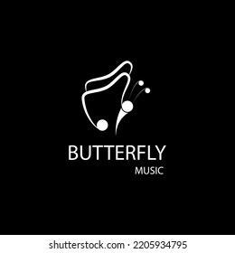 butterfly logo vector for music company 