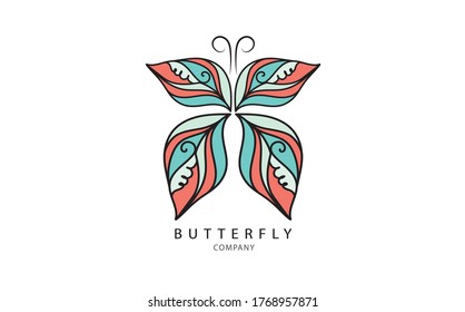 Butterfly logo vector template for cosmetic, beauty, spa. hand drawn butterfly illustration. vintage style 