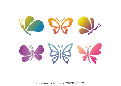 Butterfly Logo vector of wing icon luxury Logos abstract symbol minimalist business brand elegant clipart collection set