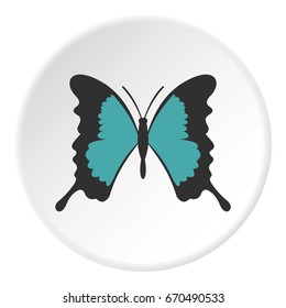 Butterfly with long wings icon in flat circle isolated vector illustration for web