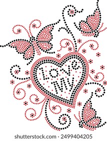 butterfly love Heart Rhinestone Iron On Hotfix Heat Transfer Sticker Bling Rhinestone Sticker Rhinestone Heat Transfer Patch Clothes Repair Applique