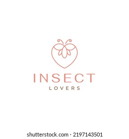 butterfly with love logo design vector