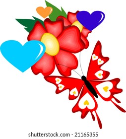  butterfly and love symbol	