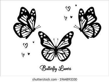 butterfly lovers design and heart shape vector