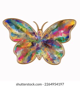butterfly low poly design on white