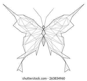 Butterfly. Low polygon linear vector illustration