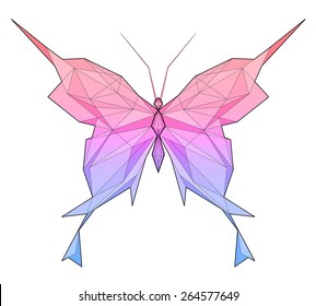 Butterfly. Low polygon linear vector illustration