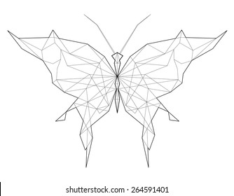 Butterfly. Low polygon linear vector illustration