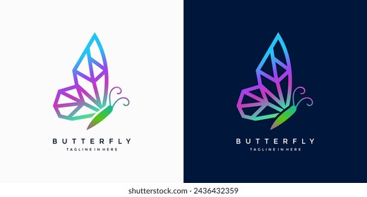 butterfly luxury logo design vector
