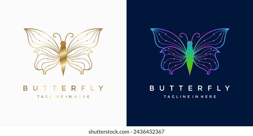 butterfly luxury logo design vector
