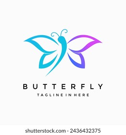 vector de diseño de logotipo de lujo de mariposa