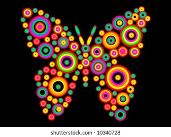 Butterfly made of color circles - vector illustration