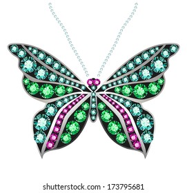 butterfly made of colored gems