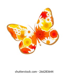 Butterfly made of flowers. Vector