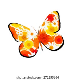 Butterfly made of flowers. Vector