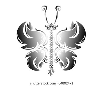 Butterfly made of illustration is black and white