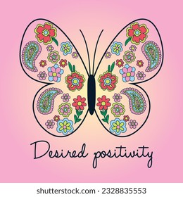 Butterfly Made out of Flowers outline art