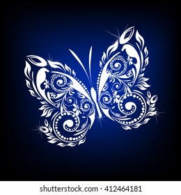 Butterfly made of patterns. Vector