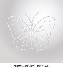 Butterfly made of pearls, vector a pattern of precious stones.