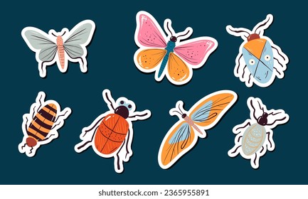 Butterfly magic moth insect fly bug isolated set. Vector graphic design illustration
