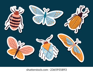 Butterfly magic moth insect fly bug isolated set. Vector graphic design illustration
