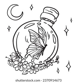 
Butterfly in the magic round jar coloring picture