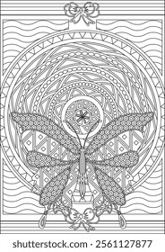 Butterfly Mandala Coloring Page Vector