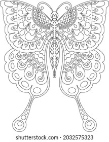 butterfly mandala design for coloring page print