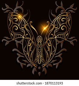 Butterfly mandala ornament or flower illustration background design.