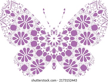 Butterfly Mandala ornament hand drawn vector can be use for textile phone case print greeting card etc