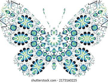 Butterfly Mandala ornament hand drawn vector illustration. 
African, Indian, tribal, Zentangle design. can be use for tattoo, posters, t-shirt print, fabric design, 
phone case print greeting card etc