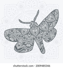 Mariposa Mandala. Elementos decorativos de época. Patrón oriental, ilustración vectorial.