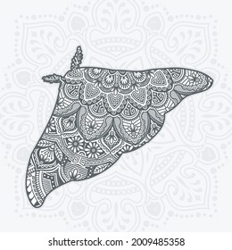 Butterfly Mandala. Vintage decorative elements. Oriental pattern, vector illustration.