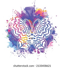 Butterfly Mandala zen. Vector zen decorative element. Adult Coloring book Butterfly. Ornate fantasy Boho style