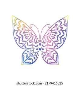 Butterfly Mandala zen. Vector zen decorative element. Adult Coloring book Butterfly. Ornate fantasy Boho style