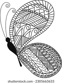 mandala mariposa. Mariposa. Elementos decorativos de época con mandalas. Patrón oriental, ilustración vectorial, dibujo ornamental detallado de una polilla, dibujado a mano  