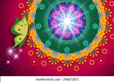 Butterfly Mandala-transparency blending effects and gradient mesh-EPS 10.