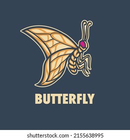 Butterfly mascot logo design for sport or esport logo isolated on dark background