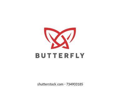 Butterfly Mascot Tattoo Logo design vector template Linear style.