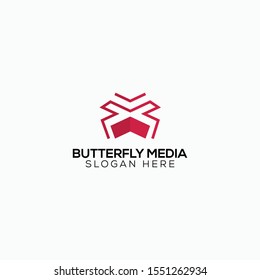 butterfly media logo vector concept with simple and unique styles