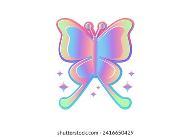 Butterfly Metal Hologram Sticker Design