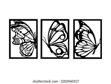 Butterfly Metal wall art,set of 3 , Metal Butterfly Decor