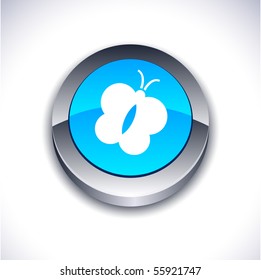 Butterfly metallic 3d vibrant round icon.
