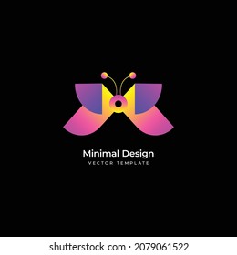 Butterfly minimal logo template. Vector illustration