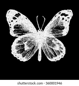 Butterfly Monarch in the old style    - vector illustration 
