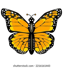 Ilustración vectorial de monarca de mariposa en técnica plana 