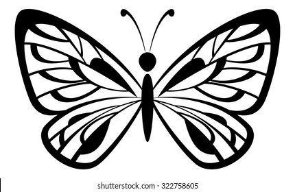 Butterfly Monochrome Black Pictogram Icon Isolated on White Background. Vector