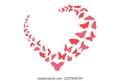 Butterfly or Monochrome Butterflies Flying Silhouettes Vector