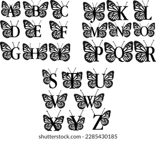 Butterfly Monogram Alphabet 26 Pack Bundle